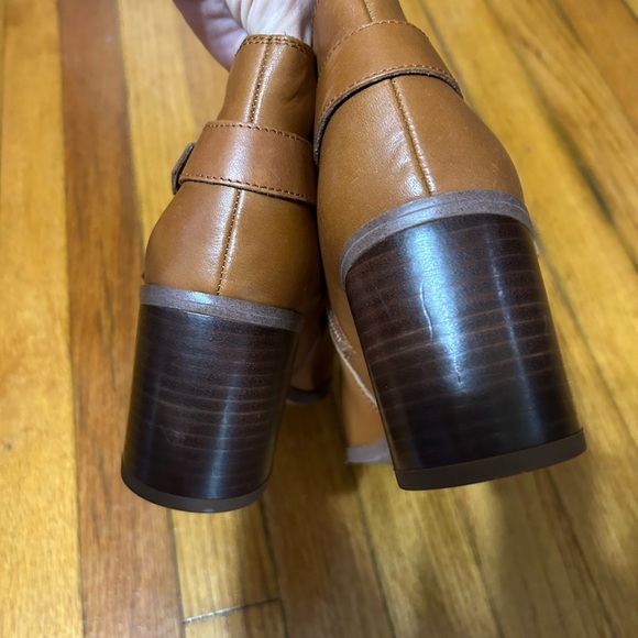 Franco Sarto Boots Womens 8 M Buck Biker Buckle Strap Brown Leather Ankle Top - Picture 7 of 10